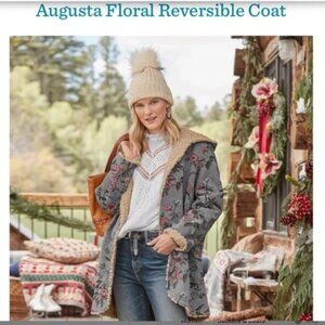 SUNDANCE Sherpa Reversible Augusta Floral Coat